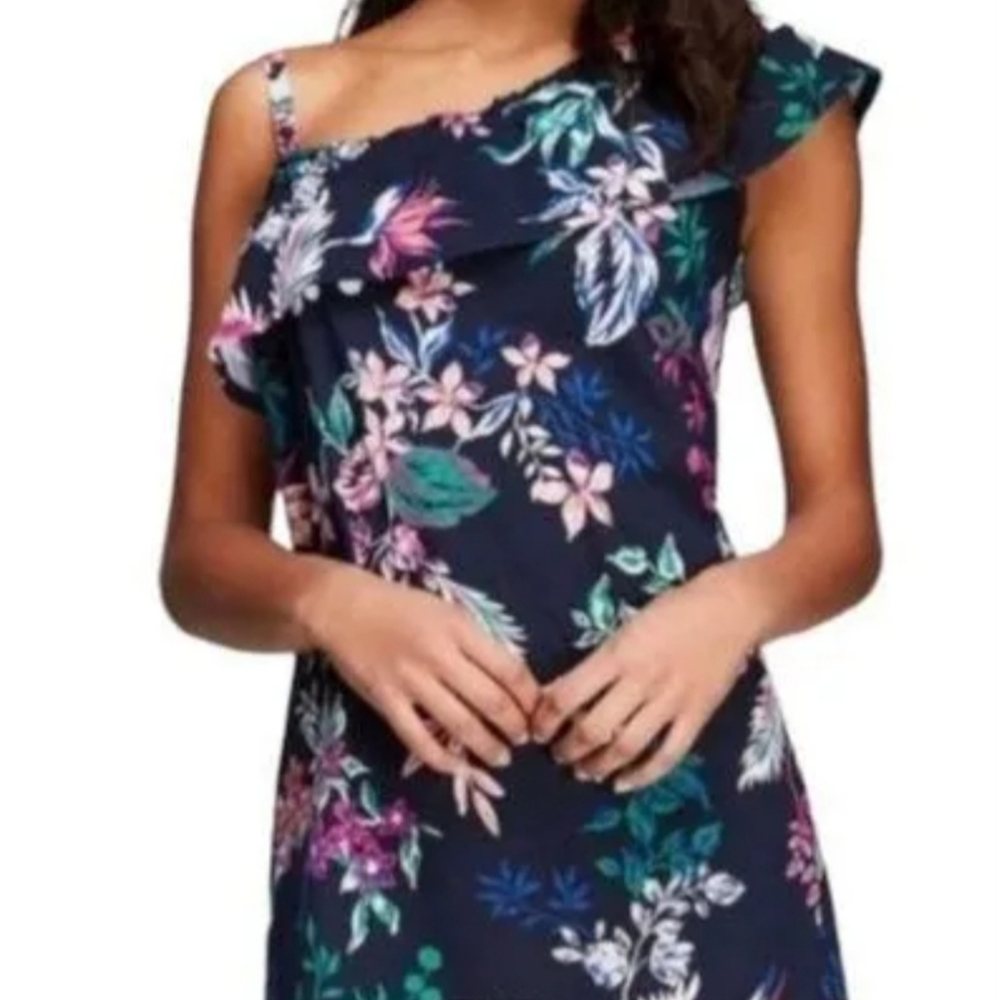 Joe Fresh Dresses Joe Fresh Navy Blue Tropical Floral Print Dress, size XL
